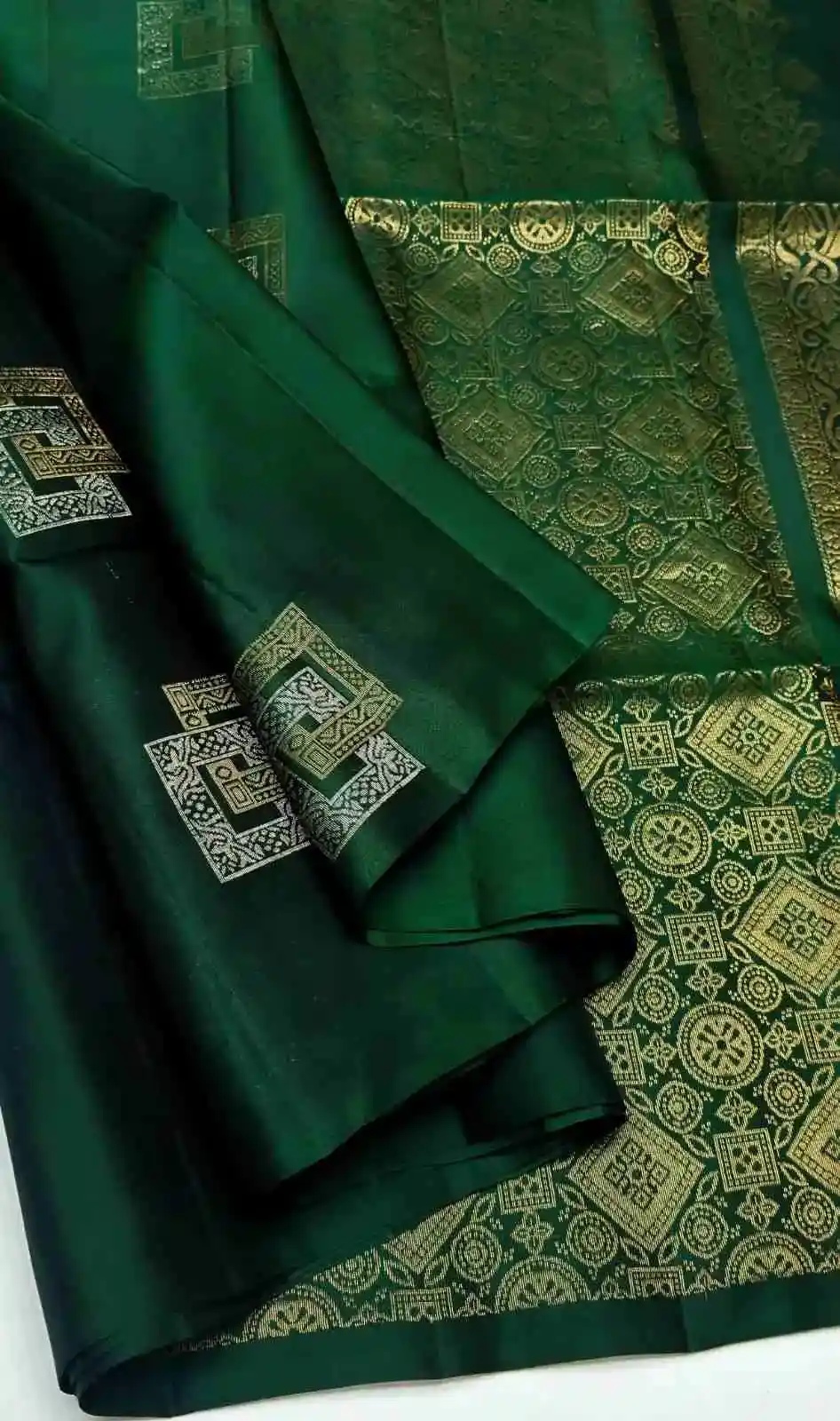 Geometric Medallion Zari Kanchipuram Soft Silk Saree