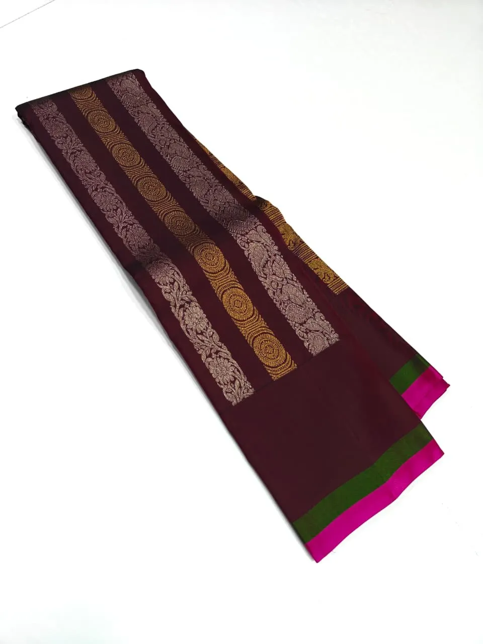 Maroon Varisai Zari Kanchipuram Silk Saree