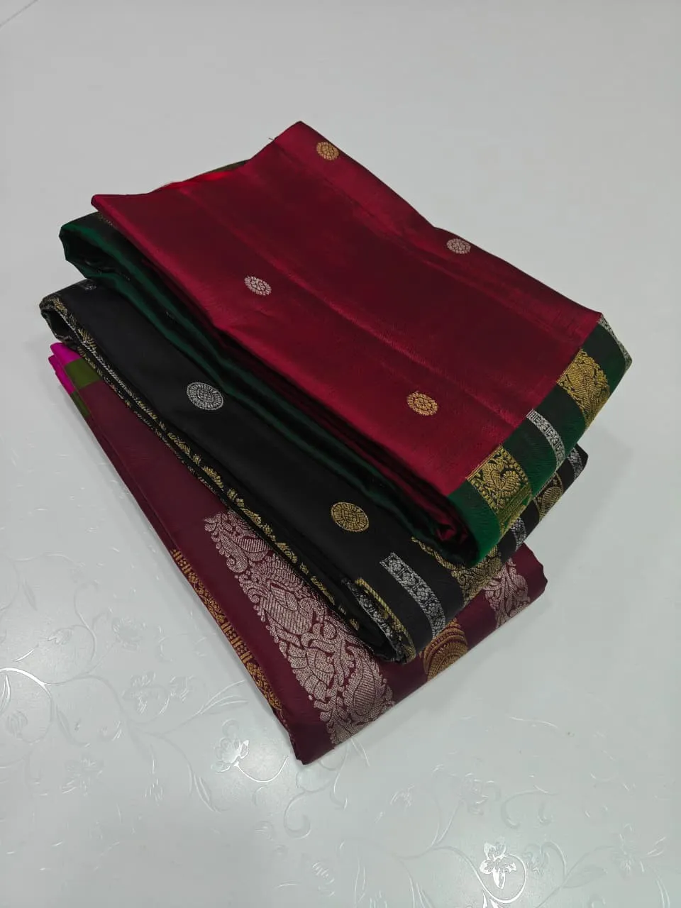Maroon Varisai Zari Kanchipuram Silk Saree