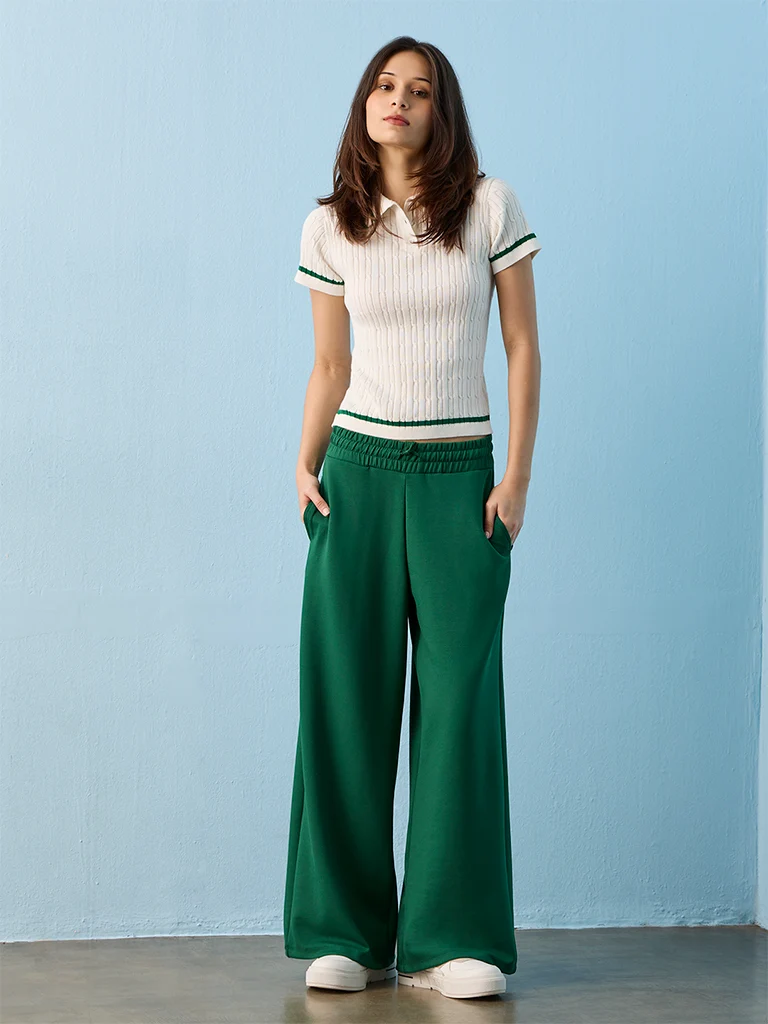 Nuoflexx White Cable-Knit Cotton-Blend T-Shirt