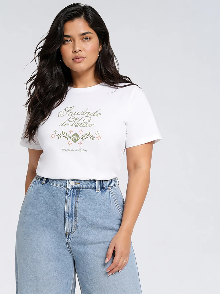 Gia White Typographic Cotton T-Shirt