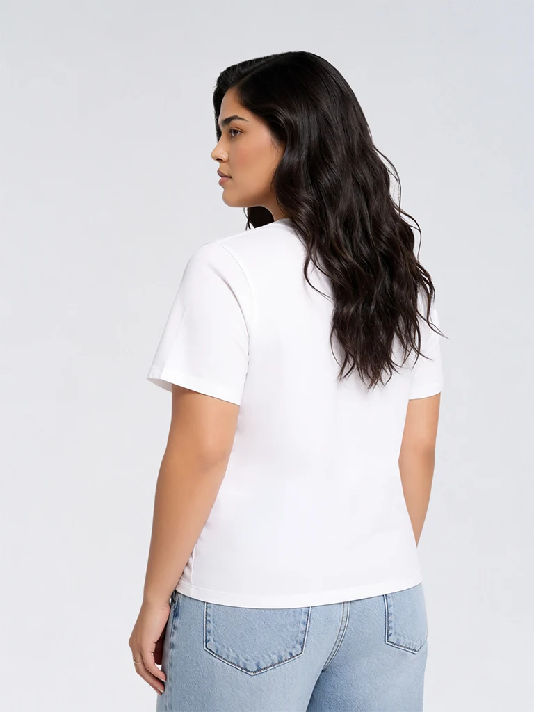Gia White Typographic Cotton T-Shirt