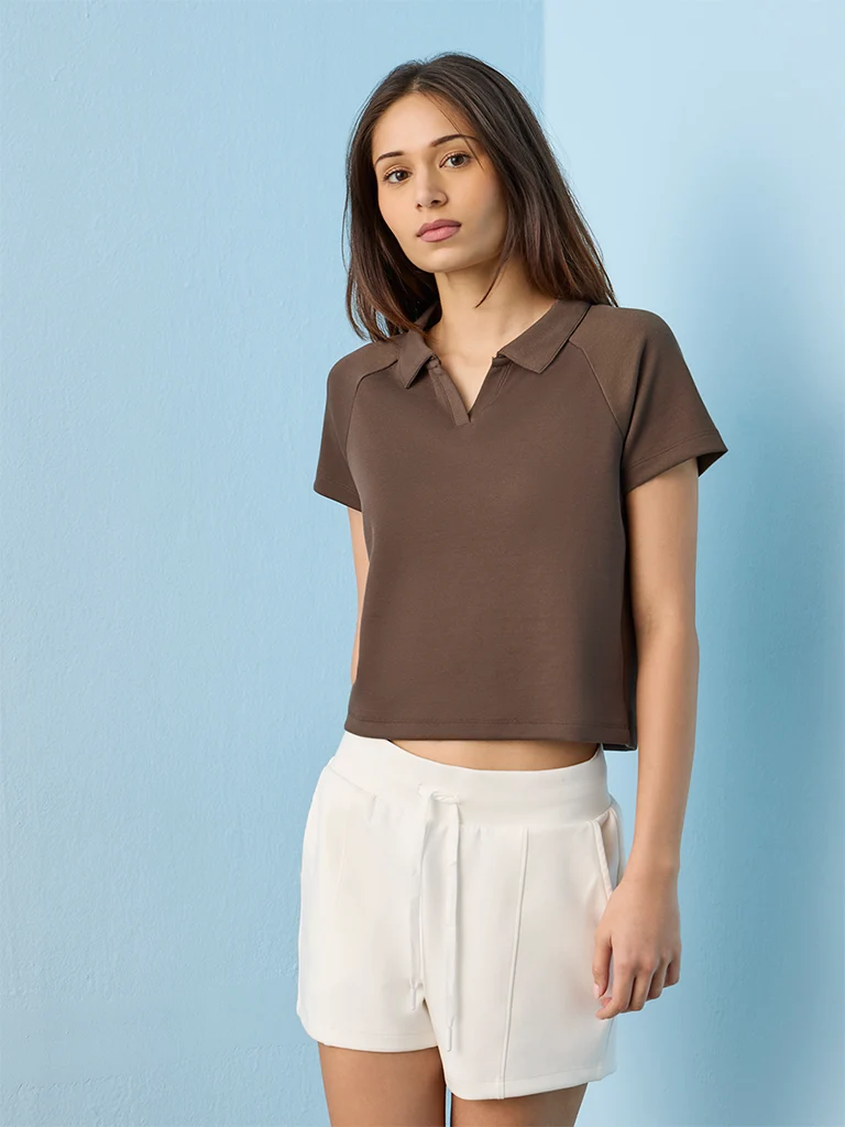 Nuoflexx Brown Solid T-Shirt