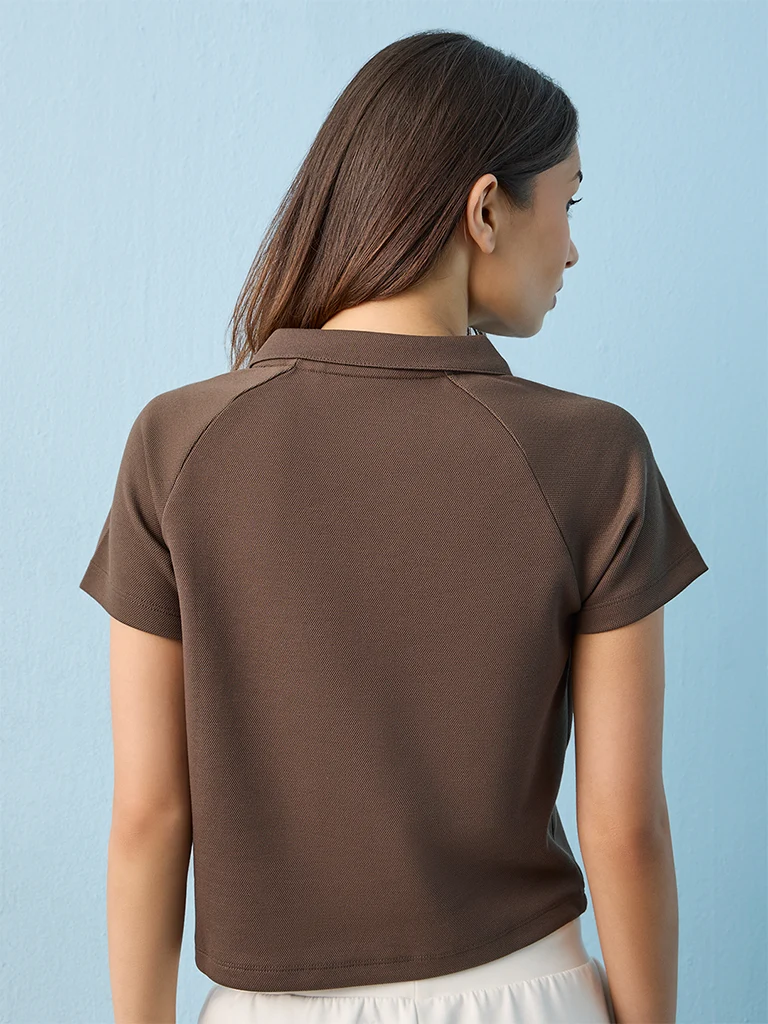 Nuoflexx Brown Solid T-Shirt