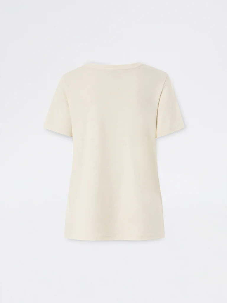 Gia Light Beige Floral Embroidered Cotton T-Shirt