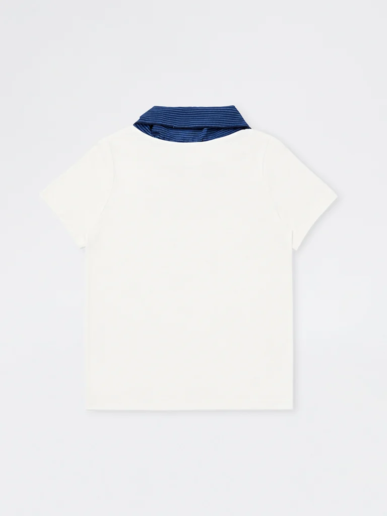 Gia White Tie-Up Detail Cotton T-Shirt