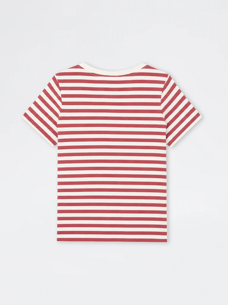 Gia Red and White Striped Cotton-Blend T-Shirt