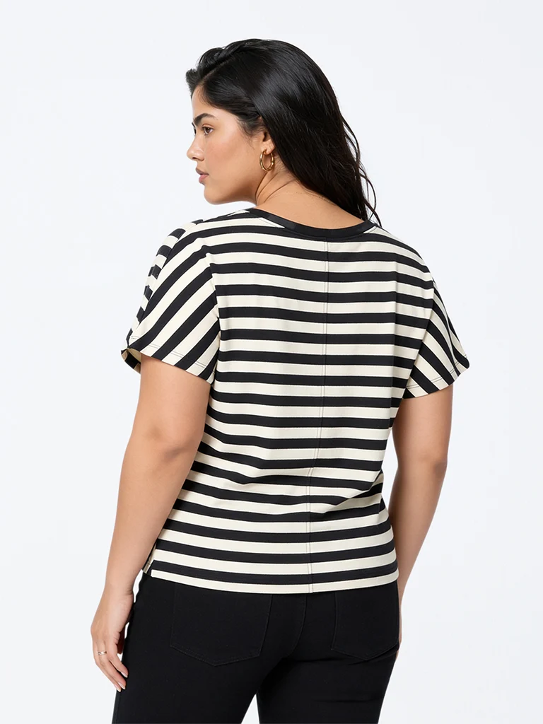 Gia Black Striped T-Shirt
