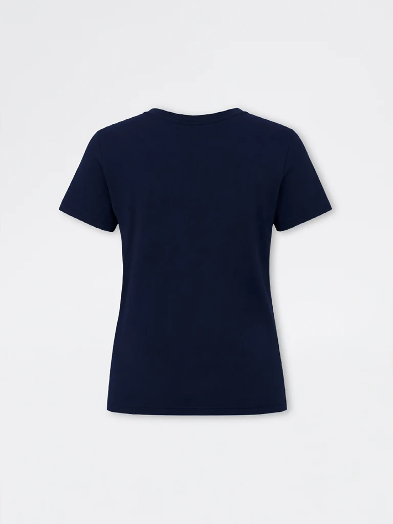 Gia Navy Floral Printed Cotton T-Shirt