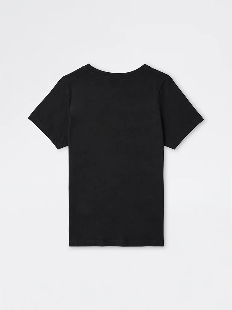 Gia Black Floral Design Cotton T-Shirt